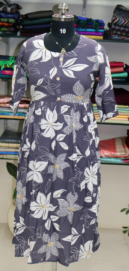 Gray with white flowers