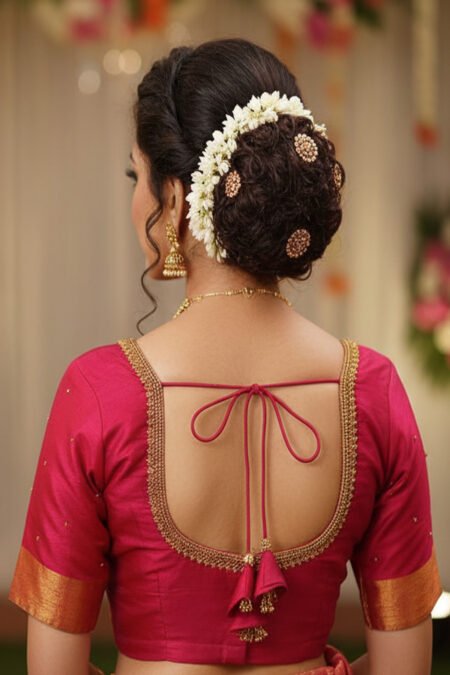 Aari Blouse - Red with Gold Border Design works