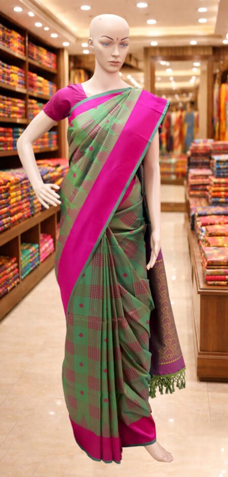 Soft Silk Saree - Sea Green and Magenta