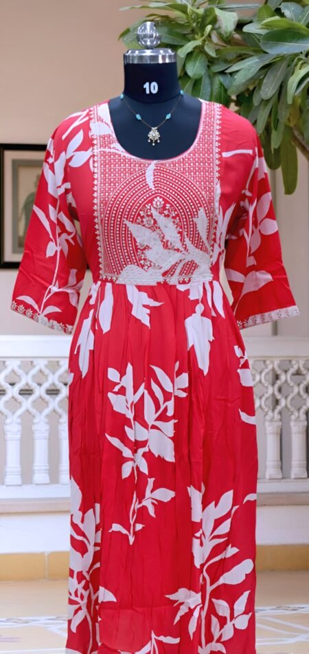 Kurtis - Red and White Flowers