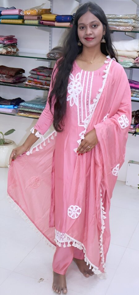 Blush Charm Embroidered Chudithar Set